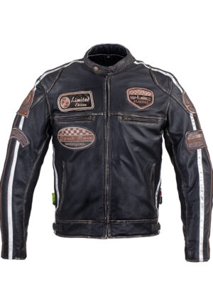 Pánska kožená moto bunda W-TEC Sheawen Vintage čierna - 6XL Pánska kožená moto bunda W-TEC Sheawen Vintage čierna - 6XL