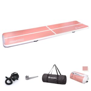 Airtrack inSPORTline Airstunt 500x100x10 cm korálová ružová s elektrickou pumpou