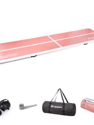 Airtrack inSPORTline Airstunt 500x100x10 cm korálová ružová s elektrickou pumpou