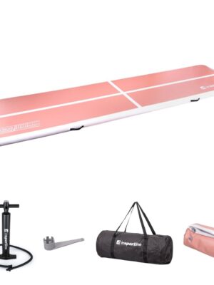 Airtrack inSPORTline Airstunt 500x100x10 cm korálová ružová s ručnou pumpou