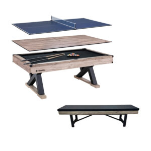 Billiardový stôl 3v1 inSPORTline Residento s lavicou svetlé drevo