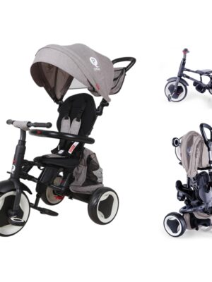 Detská trojkolka s vodiacou tyčou QPlay Rito+ Grey