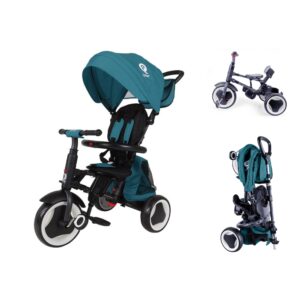 Detská trojkolka s vodiacou tyčou QPlay Rito+ Turquoise