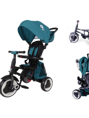 Detská trojkolka s vodiacou tyčou QPlay Rito+ Turquoise