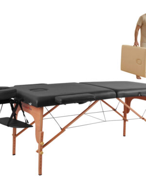 Masážne lehátko inSPORTline Taisage 186x70x62-84 cm 2-dielne drevené čierna