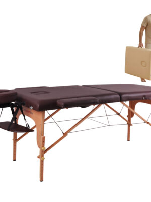 Masážne lehátko inSPORTline Taisage 186x70x62-84 cm 2-dielne drevené hnedá