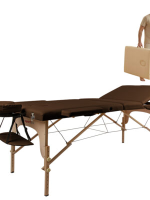 Masážne lehátko inSPORTline Japane 195x70x62-84 cm 3-dielne drevené hnedá