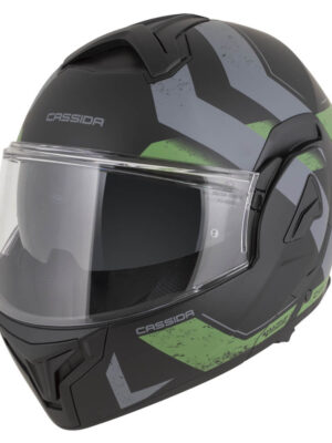 Preklápacia prilba Cassida MultiFlip Korp P/J čierna matná/zelená/šedá - XXL (63-64)