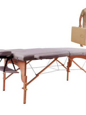 Masážne lehátko inSPORTline Taisage 186x70x62-84 cm 2-dielne drevené šedá