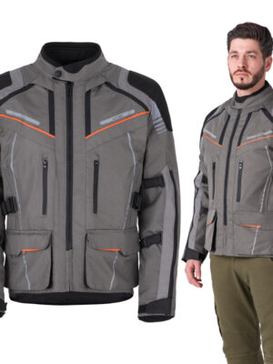 Touringová moto bunda W-TEC Smackton šedo-oranžová - XXL rozšírená