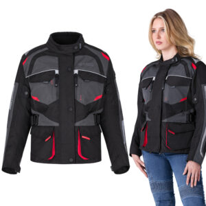Dámska moto bunda W-TEC Radana čierno-šedo-červená - 3XL