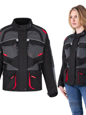 Dámska moto bunda W-TEC Radana čierno-šedo-červená - 3XL Dámska moto bunda W-TEC Radana čierno-šedo-červená - 3XL