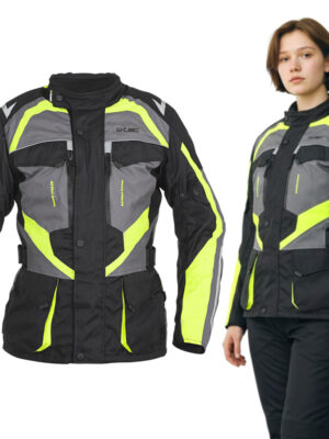 Dámska moto bunda W-TEC Radana čierno-šedo-zelená - 3XL