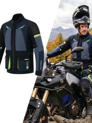Moto bunda W-TEC Modock čierno-modro-fluo žltá - XL rozšírená