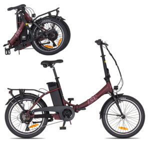 Skladací elektrobicykel inSPORTline ISL Felior 468 Wh 20" - model 2026 Velour Red - 15" (156-183 cm)