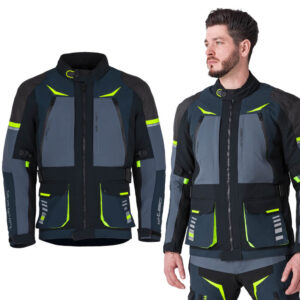 Moto bunda W-TEC Modock čierno-modro-fluo žltá - XL rozšírená Moto bunda W-TEC Modock čierno-modro-fluo žltá - XL rozšírená