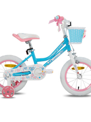 Detský bicykel Joystar Angel 14" s košíkom a kolieskami • 91-119 cm modrá