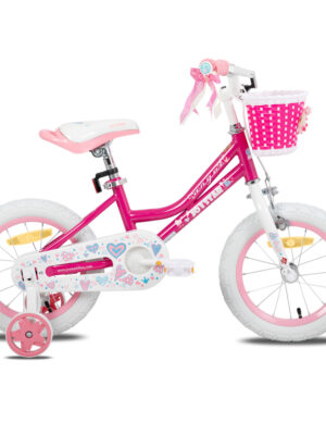 Detský bicykel Joystar Angel 14" s košíkom a kolieskami • 91-119 cm ružová
