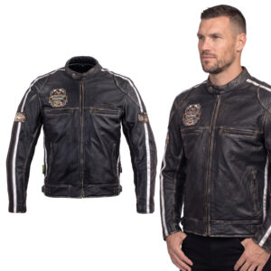 Pánska kožená moto bunda W-TEC Sheawen Vintage čierna - M Pánska kožená moto bunda W-TEC Sheawen Vintage čierna - M