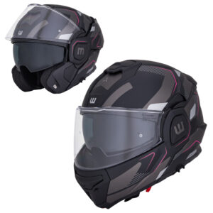 Preklápacia moto prilba W-TEC Zoroz P/J Matt Black-Fluo Pink - L (59-60)